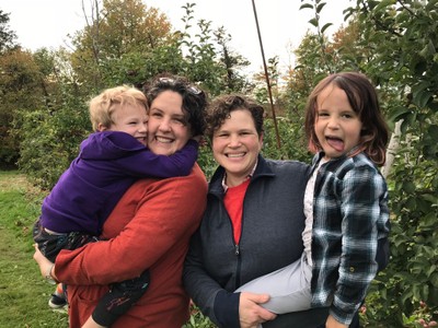 The Deveau-Running Family: Rachael, Sarah, and children.
